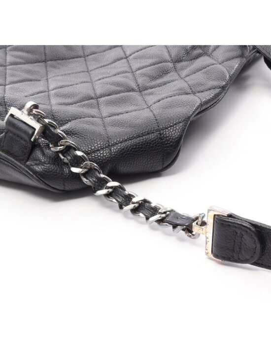 Chanel Backpack Quilted Black Caviar Leather Drawstring